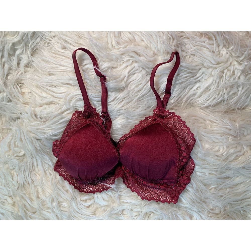 Aerie Small Padded Lace Burgundy Bralette / Bra